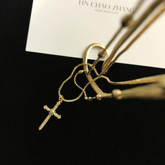 Golden Metallic Chains Cross Necklace