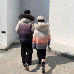 Gradient Colors Aesthetic Faux Fur Loose Winter Jacket