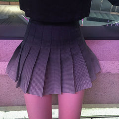 Gradient Dots Black White Pleated School Skirt