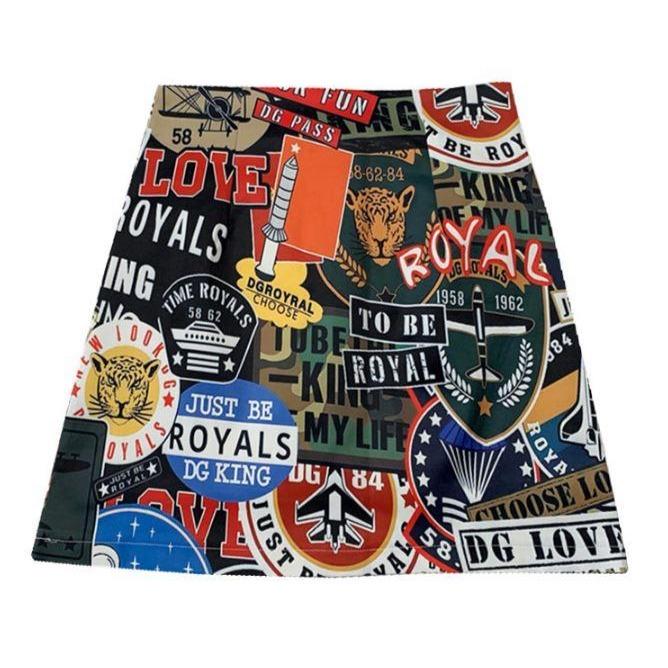 Graffiti Cartoon Printed Ulzzang Mini Skirt