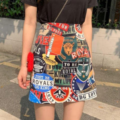 Graffiti Cartoon Printed Ulzzang Mini Skirt