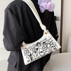 Graffiti Print Ulzzang Short Strap Shoulder Bag