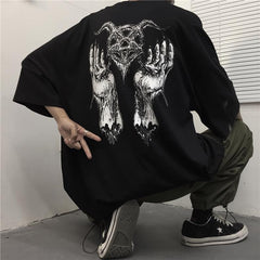 Gray And Black Grunge Aesthetic Printed Oversized T-Shirt