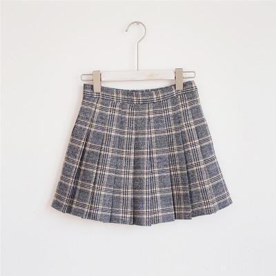 Gray Pink School Style Grand Plaid Pleated Aesthetic Skirts