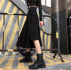 Grunge Aesthetic Irregular Long Skirt With Pockets