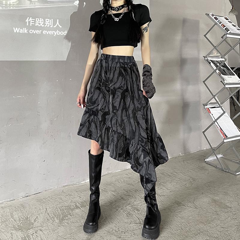 Grunge Aesthetic Tie Dye Print Irregular Skirt