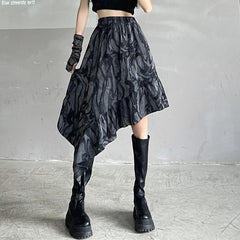 Grunge Aesthetic Tie Dye Print Irregular Skirt