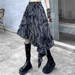 Grunge Aesthetic Tie Dye Print Irregular Skirt