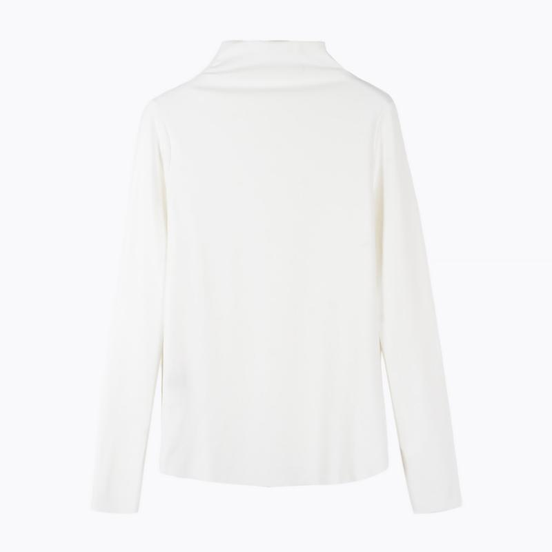 Half High Collar Slim Solid Color Basic Long Sleeve Shirt