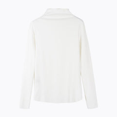 Half High Collar Slim Solid Color Basic Long Sleeve Shirt