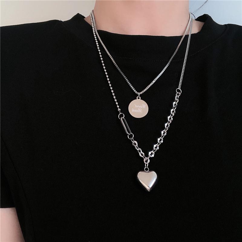 Heart Locket Grunge Pendants Silver Chain Necklace