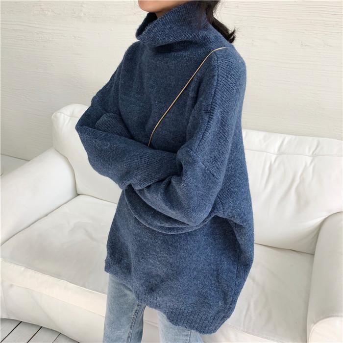 High Collar Oversize Knit Long Sweater