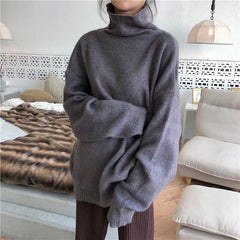 High Collar Oversize Knit Long Sweater