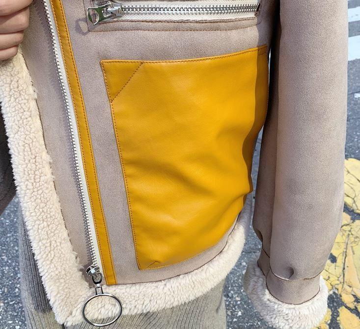 High Collar Yellow Pockets Oversized Jacket