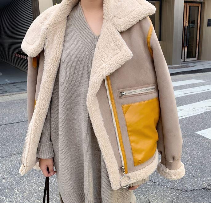 High Collar Yellow Pockets Oversized Jacket