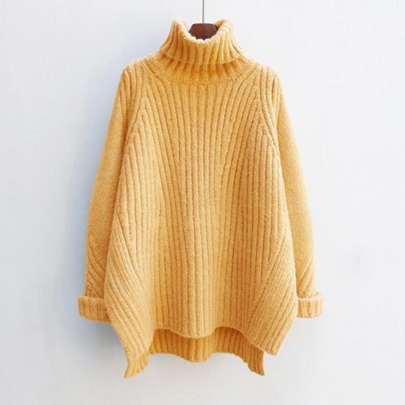 High Neck Loose Huge Knit Sweater