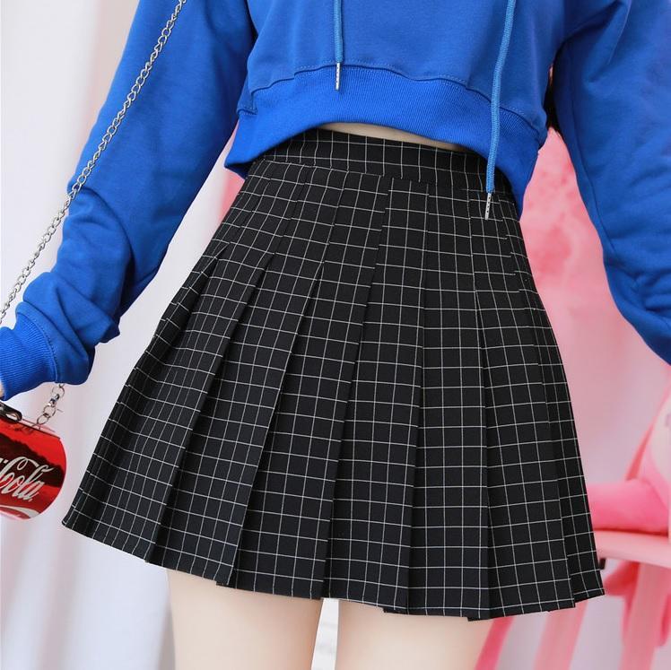 High Waist Colorful Plaid With Shorts School Skirt