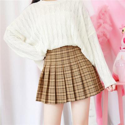 High Waist Colorful Plaid With Shorts School Skirt