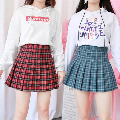 High Waist Colorful Plaid With Shorts School Skirt