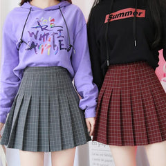 High Waist Colorful Plaid With Shorts School Skirt