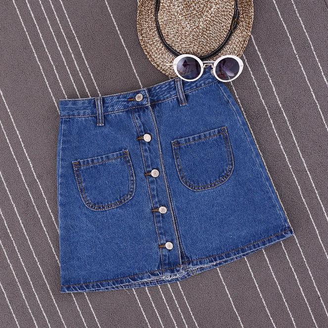 High Waist Denim Pocket Mini Skirt