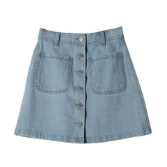 High Waist Denim Pocket Mini Skirt