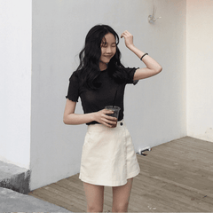 High Waist Irregular Hem Wrap Mini Skirt