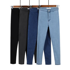 High Waist Velvet Inside Stretchy Skinny Denim Jeans