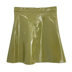 High Waist Vinyl Leather Latex Trendy Skirt