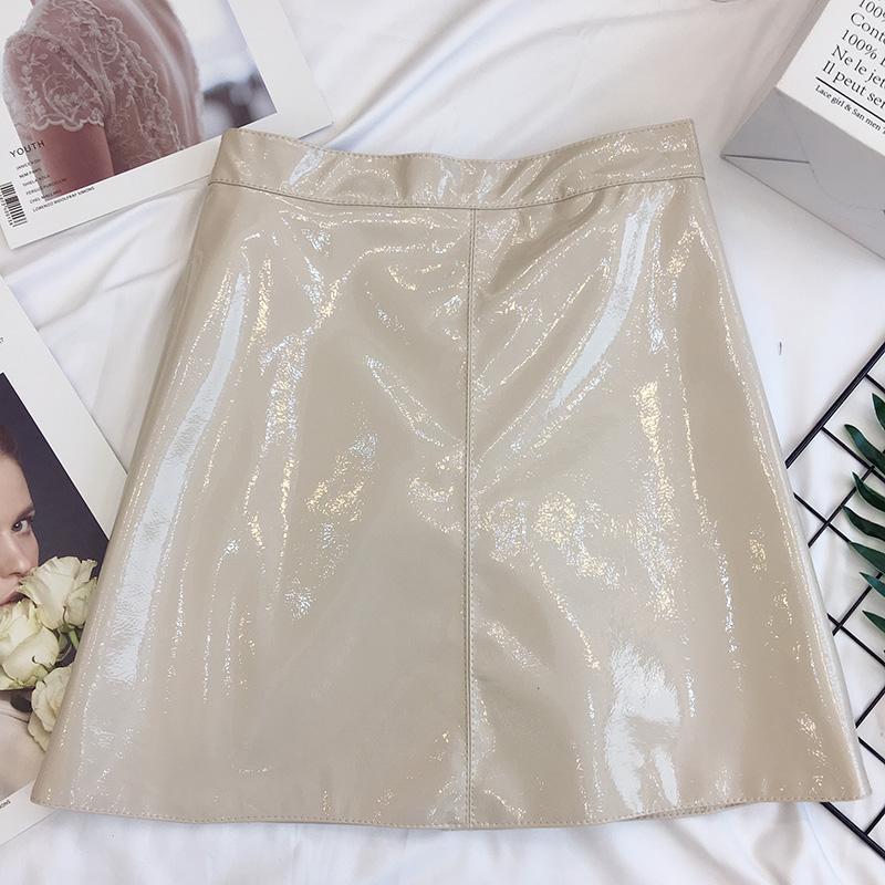 High Waist Vinyl Leather Latex Trendy Skirt