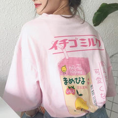 Juicy Lemonade Back Print Pink Oversized Aesthetic Kawaii T-Shirt