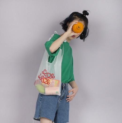 Kawaii Embroidered Fruits Mesh Shoulder Tote Bag