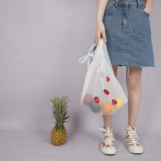 Kawaii Embroidered Fruits Mesh Shoulder Tote Bag