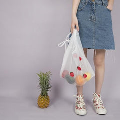 Kawaii Embroidered Fruits Mesh Shoulder Tote Bag