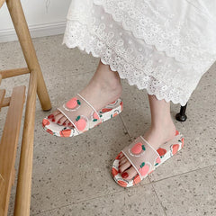 Kawaii Fruits Print Transparent Rubber Slipper Sandals