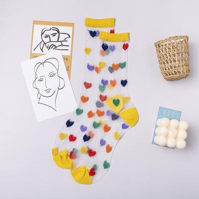 Kawaii Hearts Colorful Transparent Mesh Socks