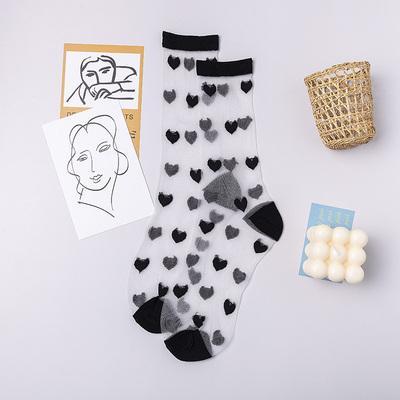 Kawaii Hearts Colorful Transparent Mesh Socks