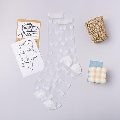 Kawaii Hearts Colorful Transparent Mesh Socks