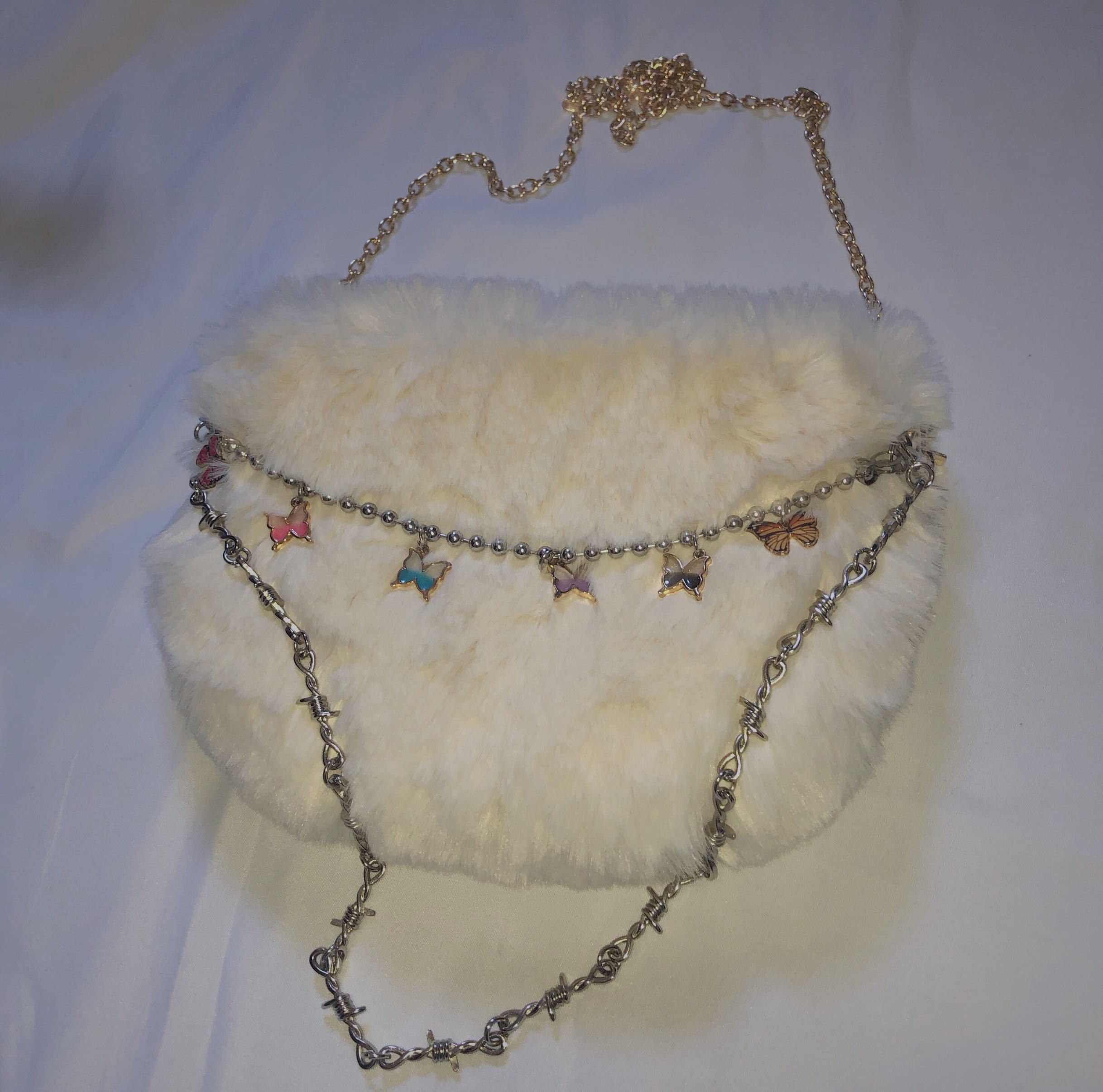 Kawaii Plush Reflective Butterflies Chain Bag