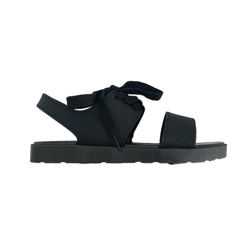 Lace Up Flat Black Aesthetic Summer Sandals