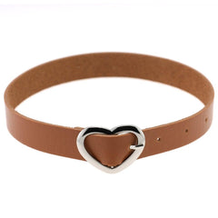 Leather Heart Buckle Belt Choker