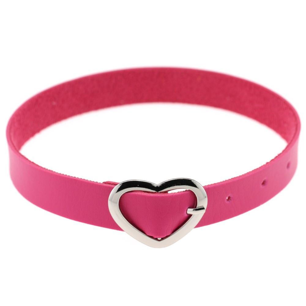 Leather Heart Buckle Belt Choker