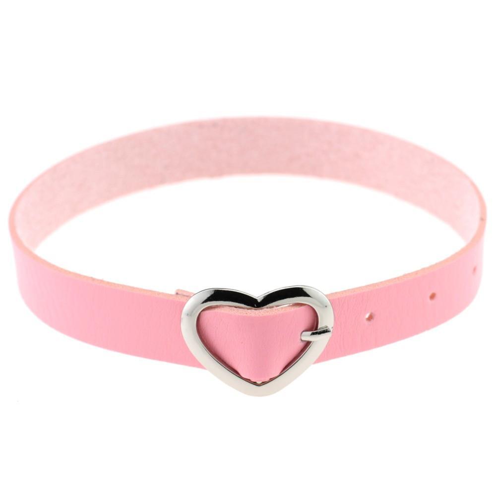 Leather Heart Buckle Belt Choker