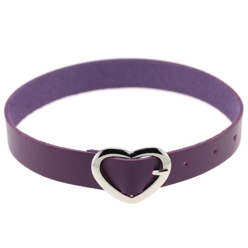 Leather Heart Buckle Belt Choker