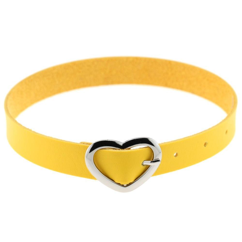 Leather Heart Buckle Belt Choker