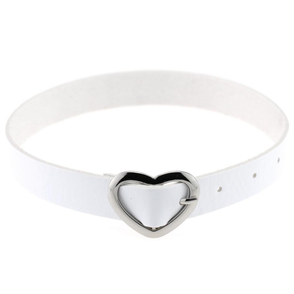 Leather Heart Buckle Belt Choker