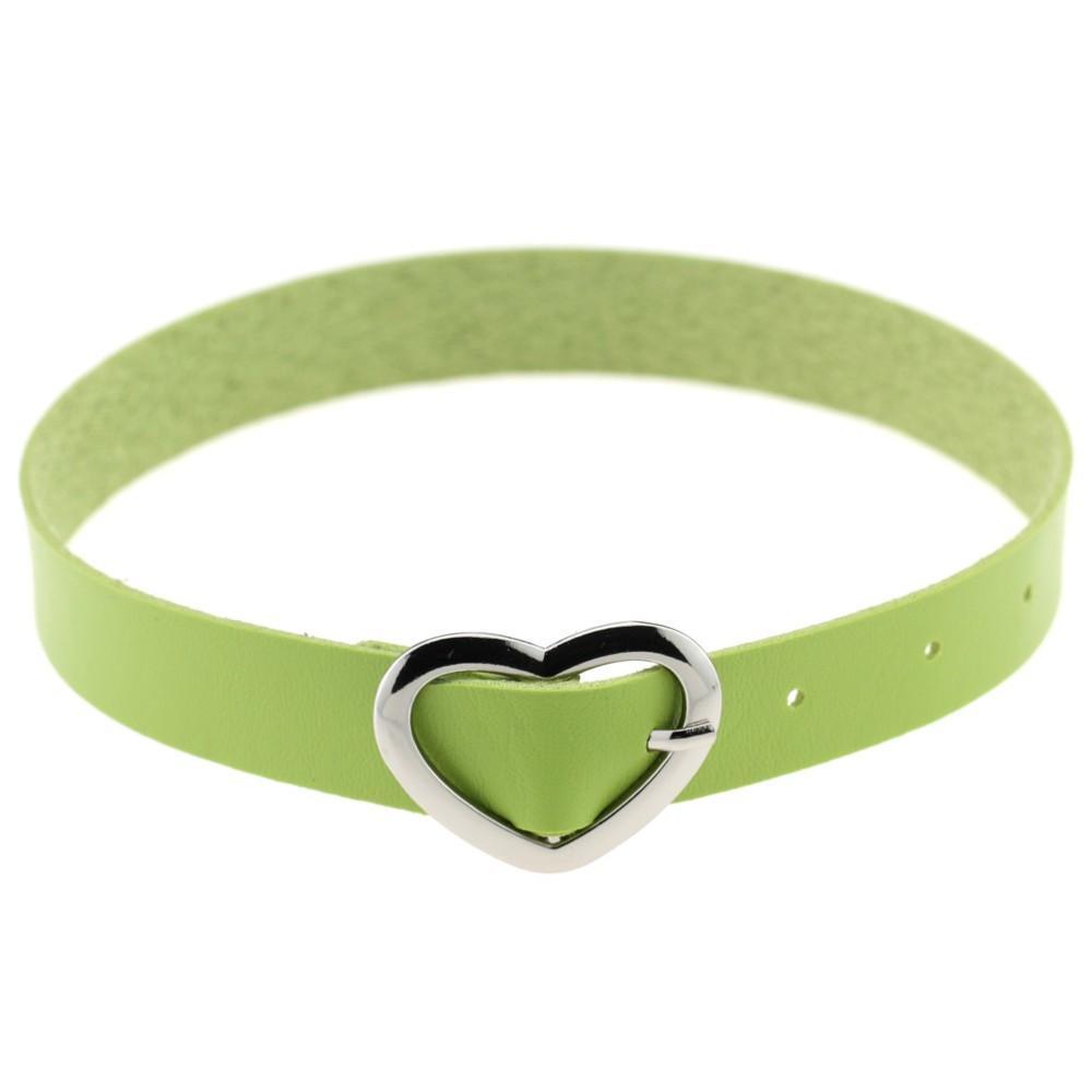 Leather Heart Buckle Belt Choker