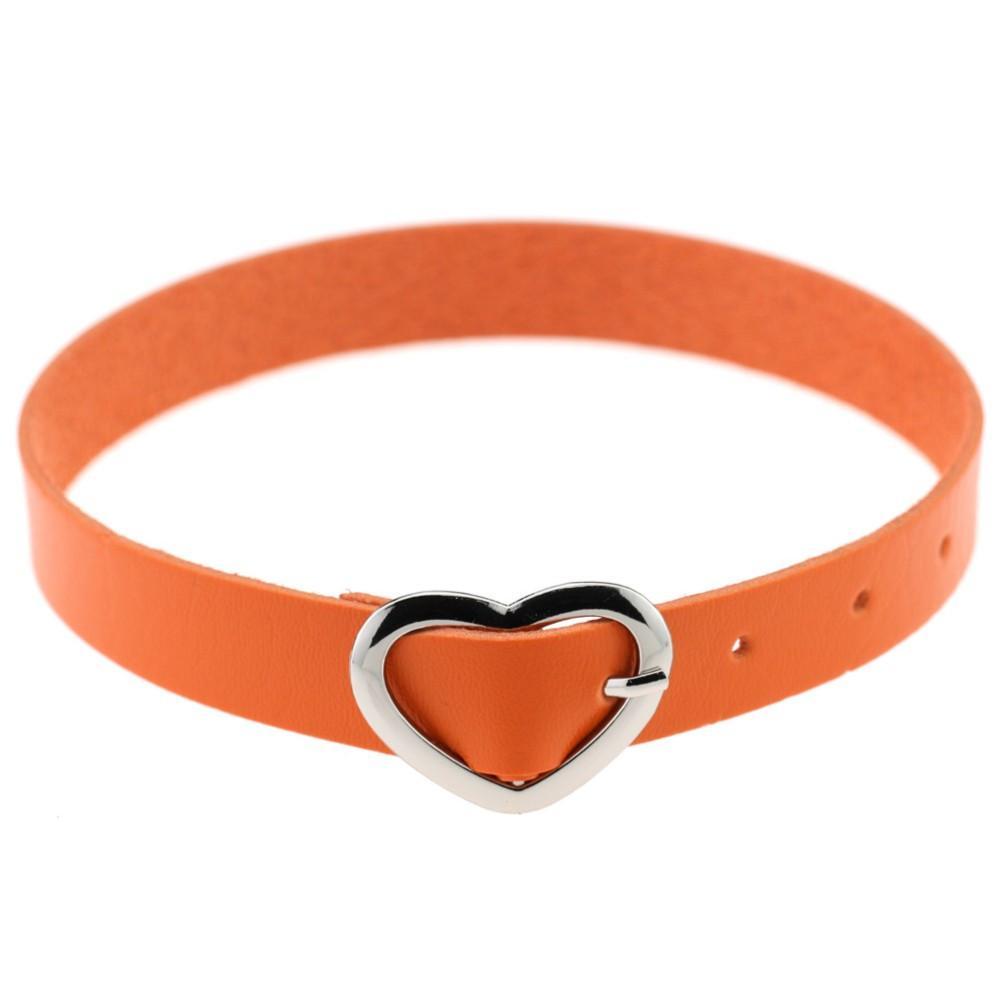 Leather Heart Buckle Belt Choker