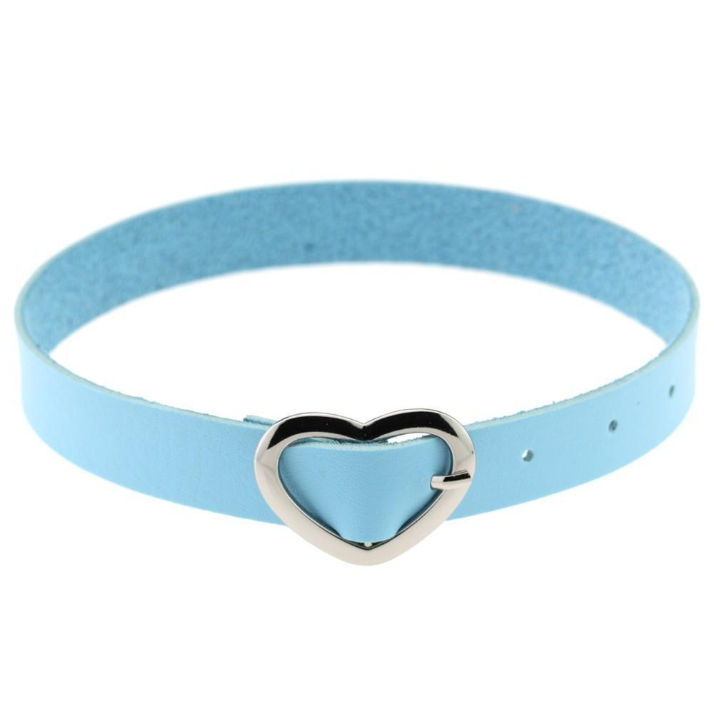 Leather Heart Buckle Belt Choker