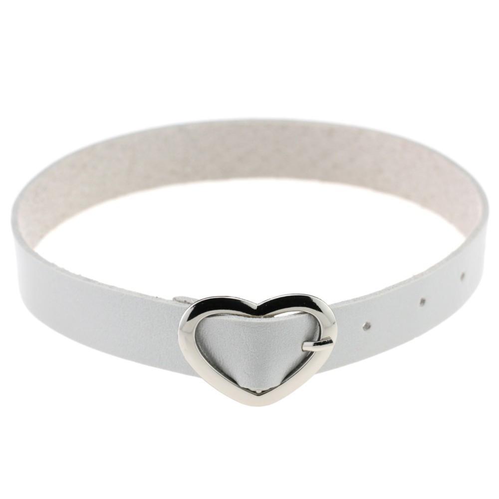 Leather Heart Buckle Belt Choker